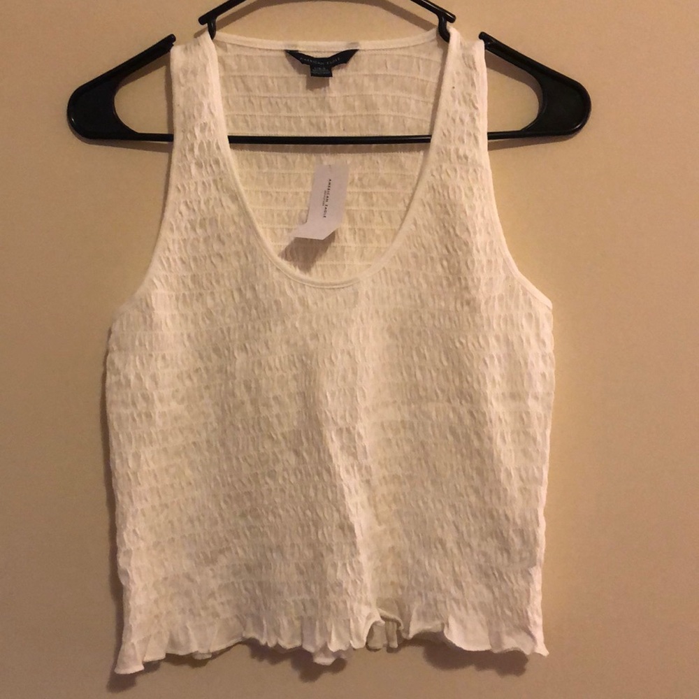 AE cropped white tank top